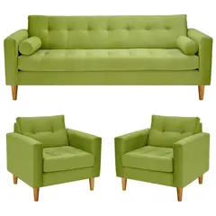BODEVIR - Sofa Retro 3CG+1+1 Felpa 04 Pistacho