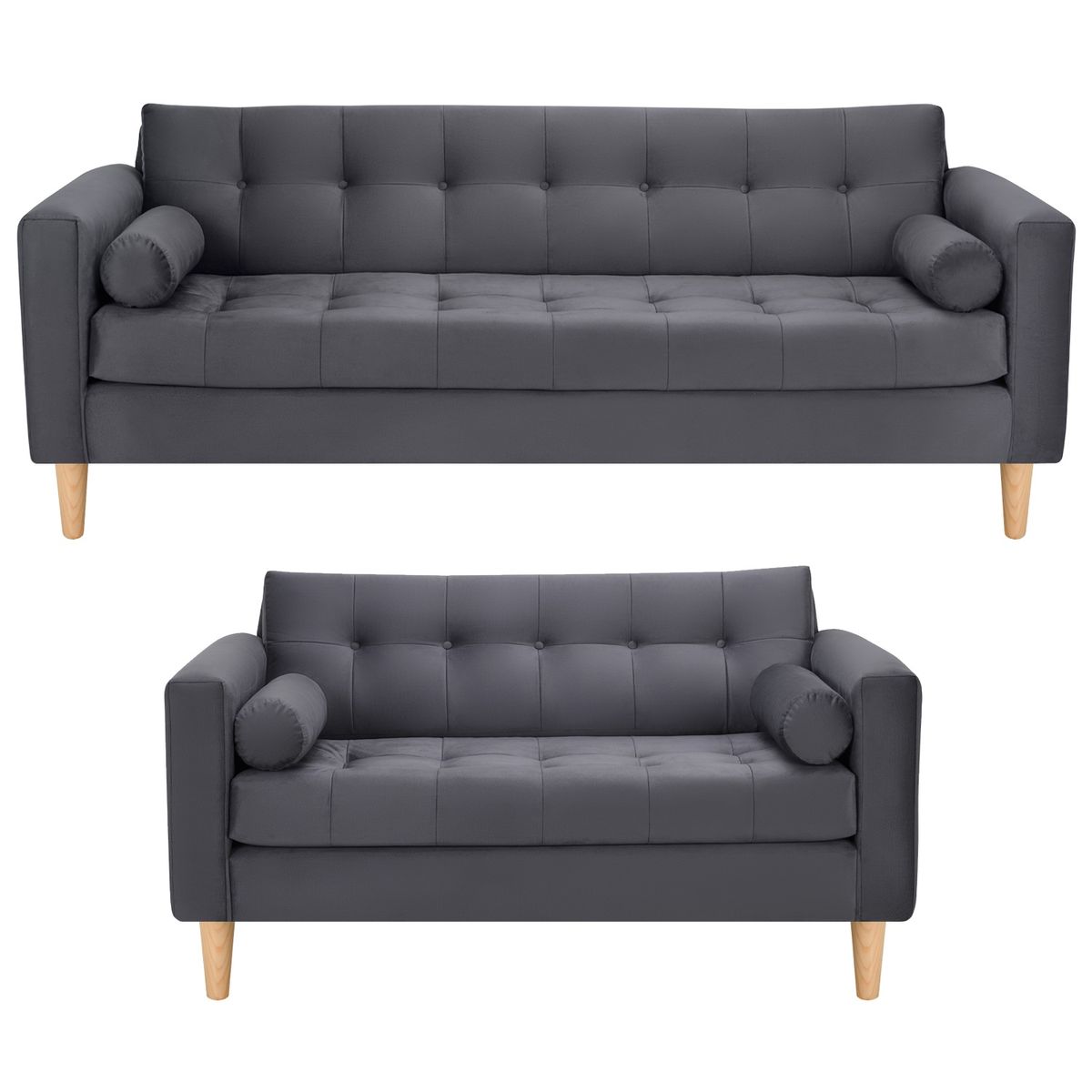 BODEVIR - Sofa Retro 3CG+2C Felpa 05 Gris