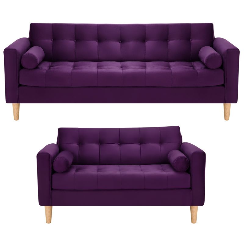 BODEVIR - Sofa Retro 3CG+2C Felpa 05 Morado