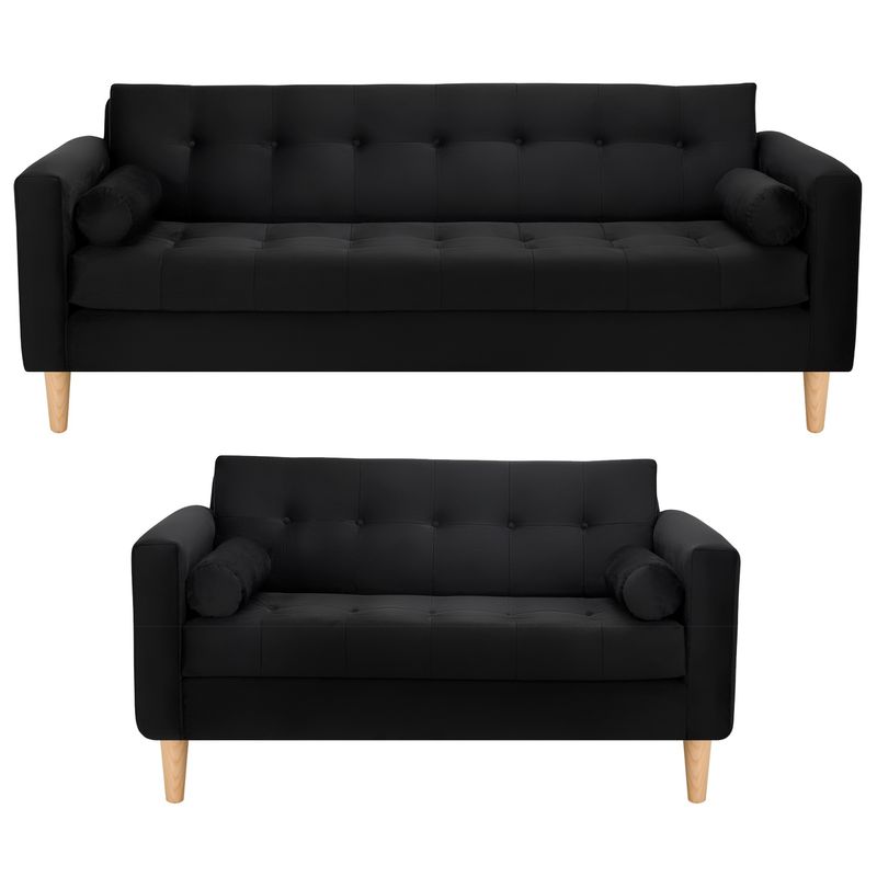 BODEVIR - Sofa Retro 3CG+2C Felpa 05 Negro