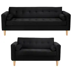 BODEVIR - Sofa Retro 3CG+2C Felpa 05 Negro