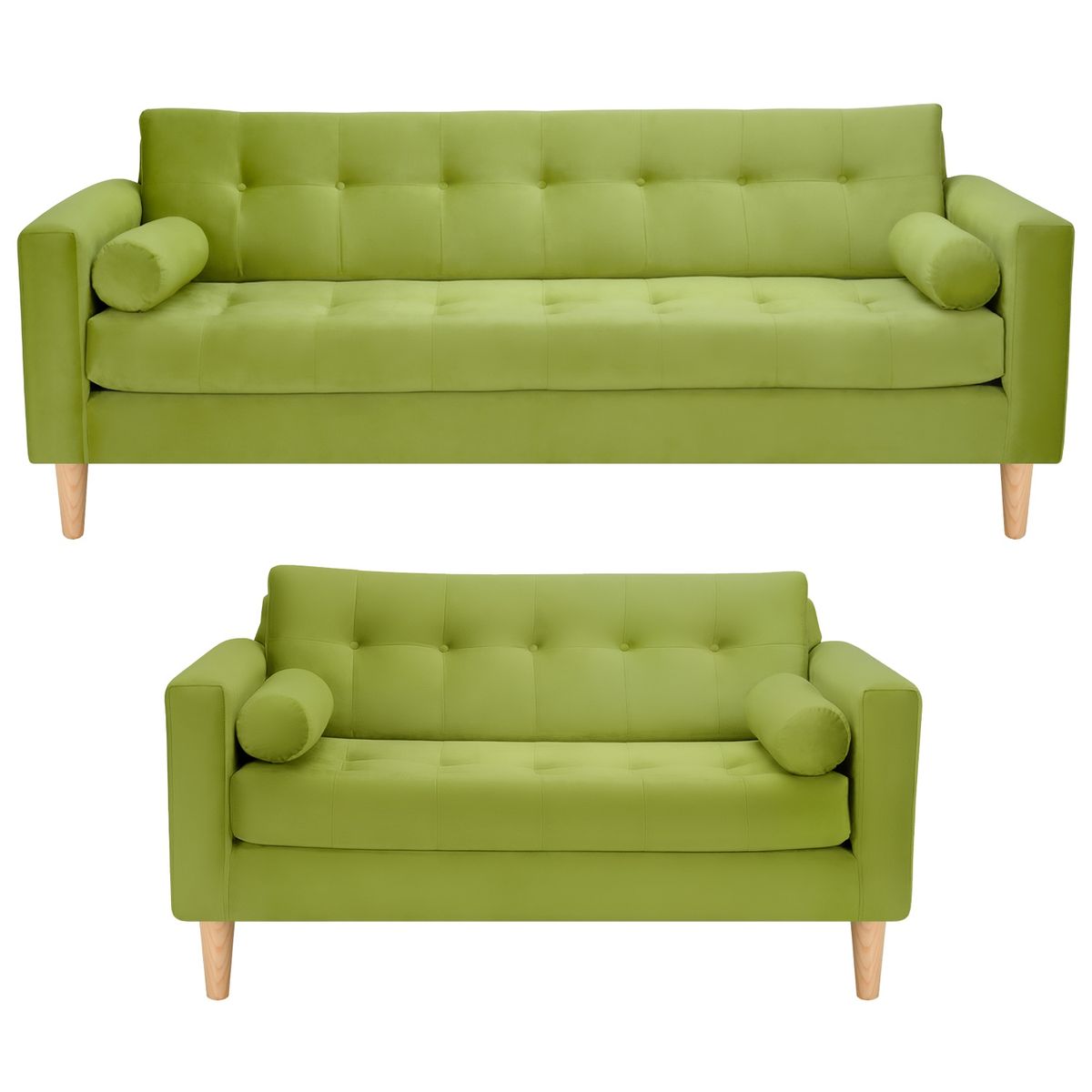BODEVIR - Sofa Retro 3CG+2C Felpa 05 Pistacho