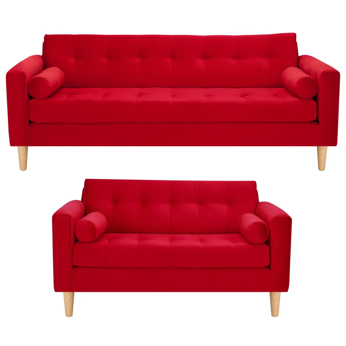 BODEVIR - Sofa Retro 3CG+2C Felpa 05 Rojo
