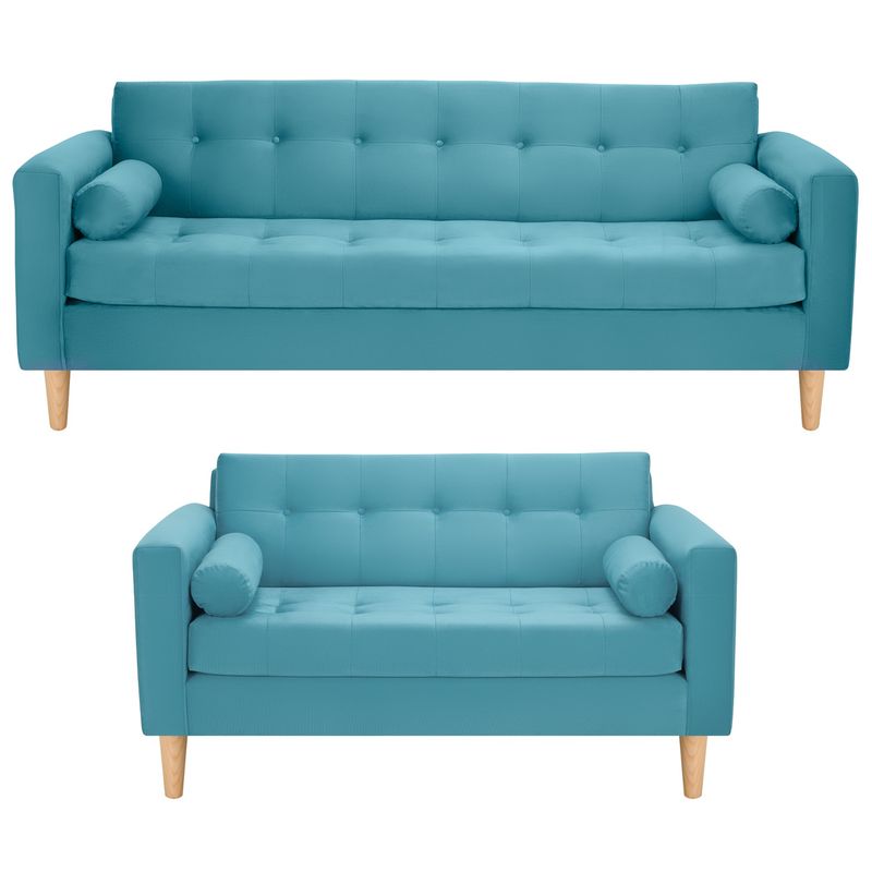 BODEVIR - Sofa Retro 3CG+2C Felpa 05 Turquesa