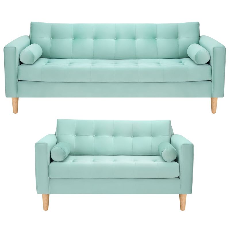 BODEVIR - Sofa Retro 3CG+2C Felpa 05 Verde Agua
