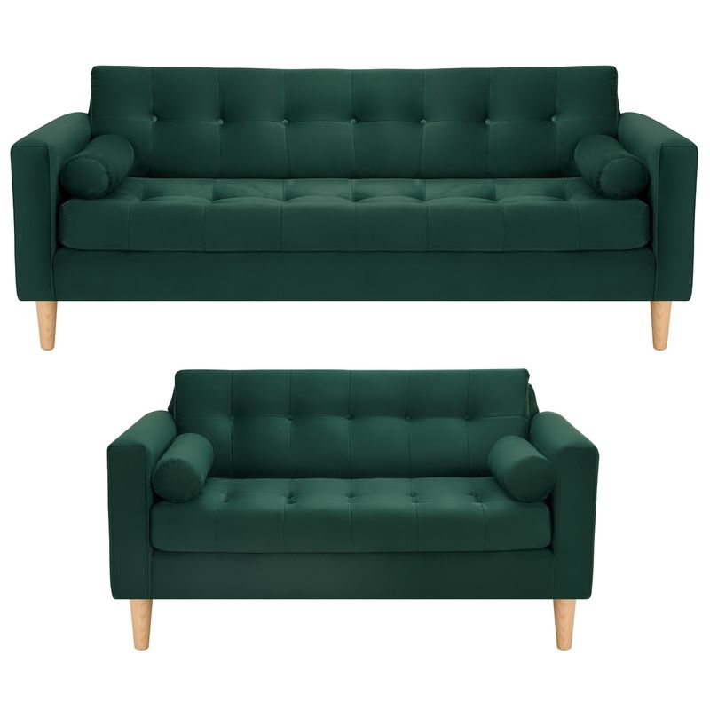 BODEVIR - Sofa Retro 3CG+2C Felpa 05 Verde Botella