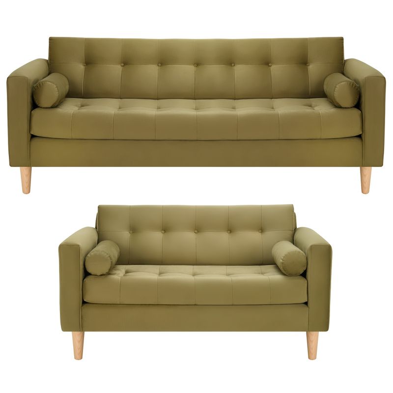 BODEVIR - Sofa Retro 3CG+2C Felpa 05 Verde Musgo