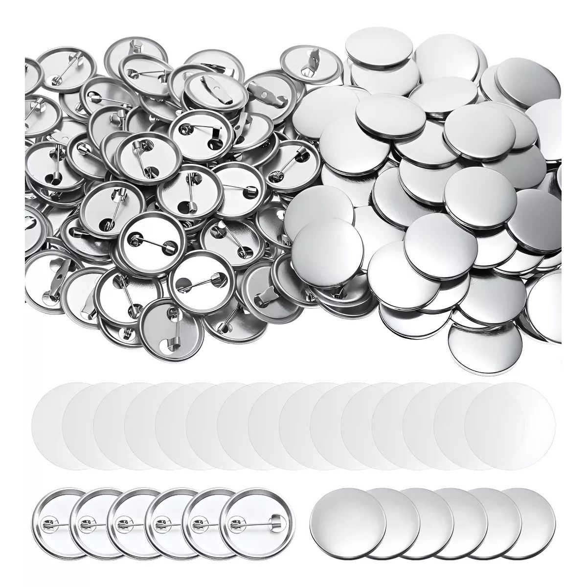 MUNDO MAGIA - Pack De 200 Chapitas Alfiler Metalicas Base + Película 37mm