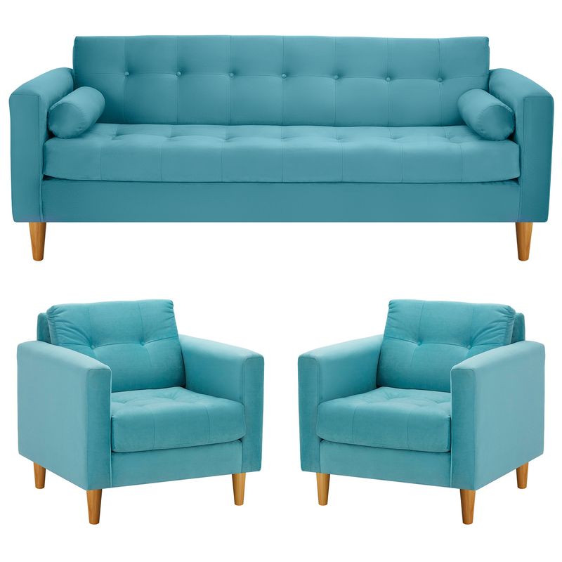 BODEVIR - Sofa Retro 3CG+1+1 Felpa 04 Turquesa