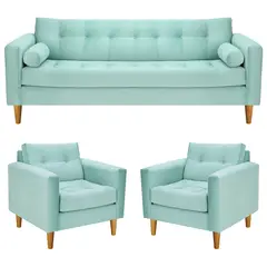 BODEVIR - Sofa Retro 3CG+1+1 Felpa 04 Verde Agua