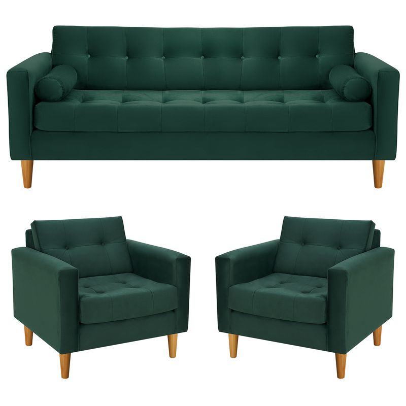 BODEVIR - Sofa Retro 3CG+1+1 Felpa 04 Verde Botella