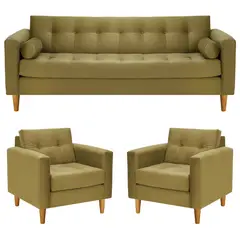 BODEVIR - Sofa Retro 3CG+1+1 Felpa 04 Verde Musgo