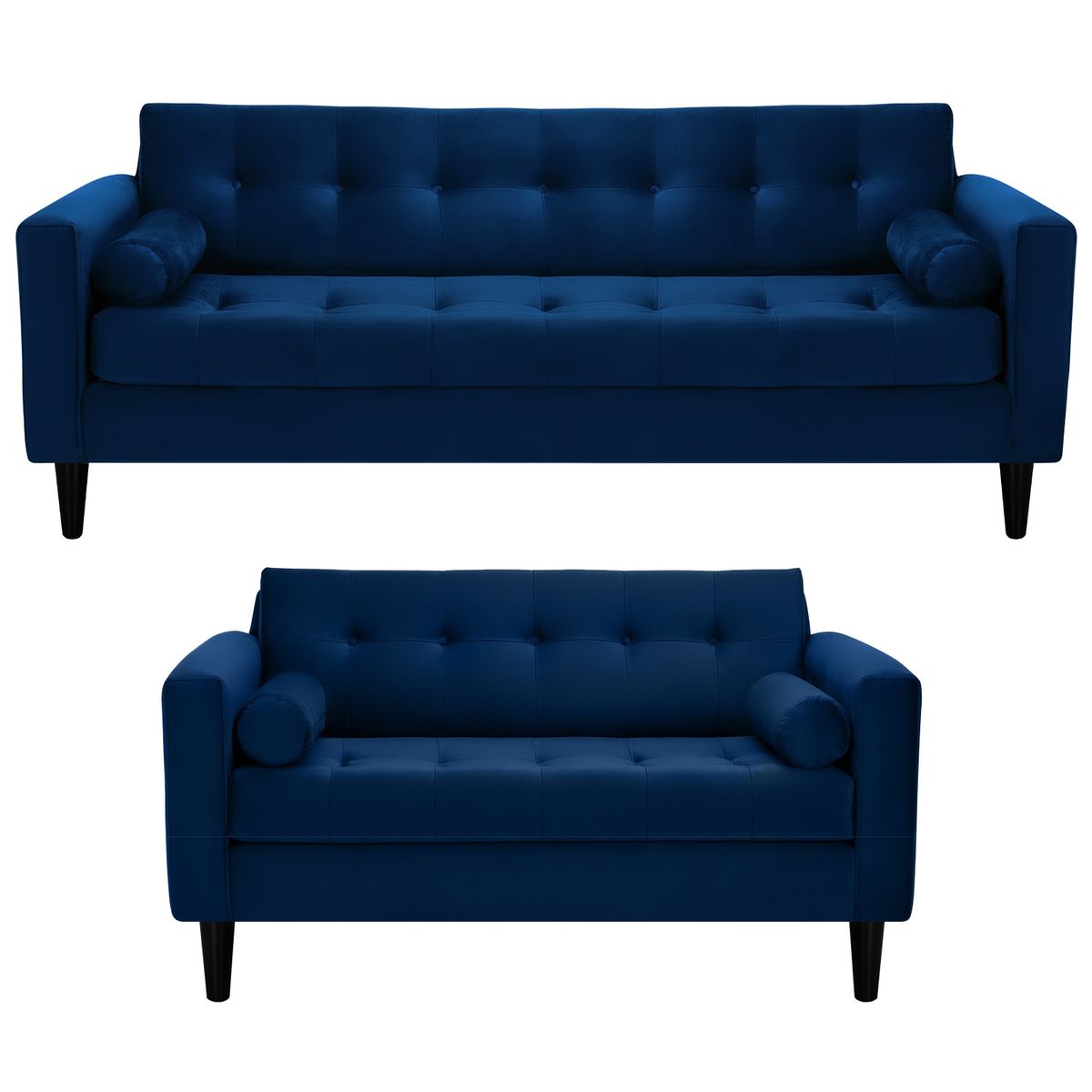 BODEVIR - Sofa Retro 3CG+2C Felpa 00 Azul Marino