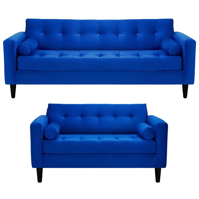 BODEVIR - Sofa Retro 3CG+2C Felpa 00 Azul Rey