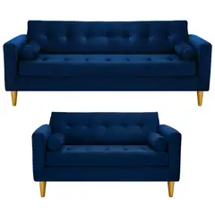 BODEVIR - Sofa Retro 3CG+2C Felpa 01 Azul Marino