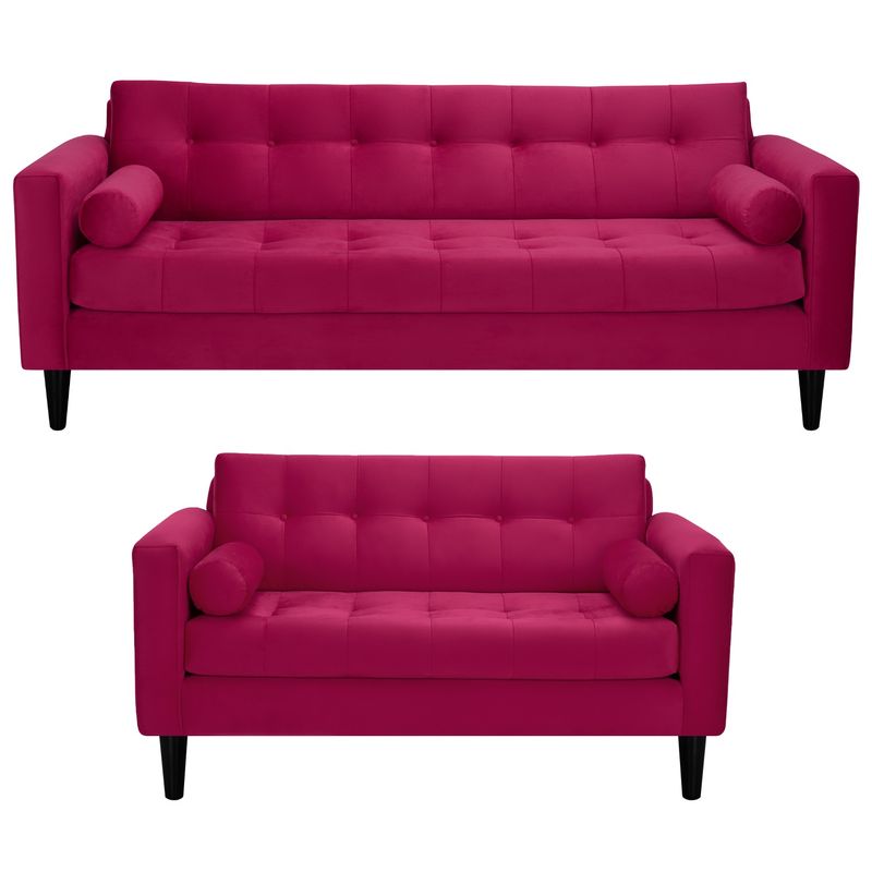 BODEVIR - Sofa Retro 3CG+2C Felpa 00 Burdeo