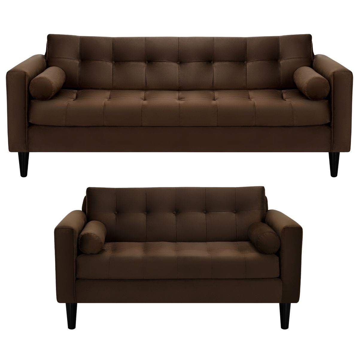 BODEVIR - Sofa Retro 3CG+2C Felpa 00 Chocolate