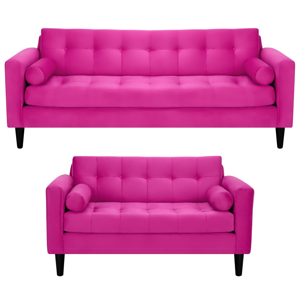 BODEVIR - Sofa Retro 3CG+2C Felpa 00 Fucsia