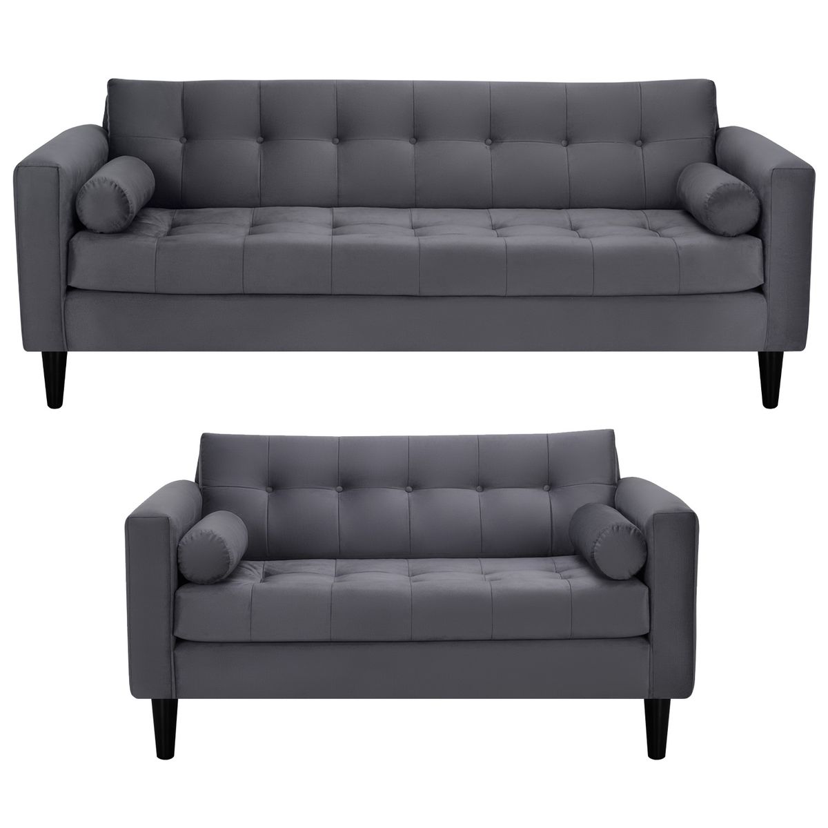 BODEVIR - Sofa Retro 3CG+2C Felpa 00 Gris