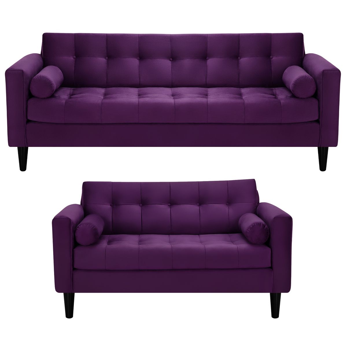 BODEVIR - Sofa Retro 3CG+2C Felpa 00 Morado