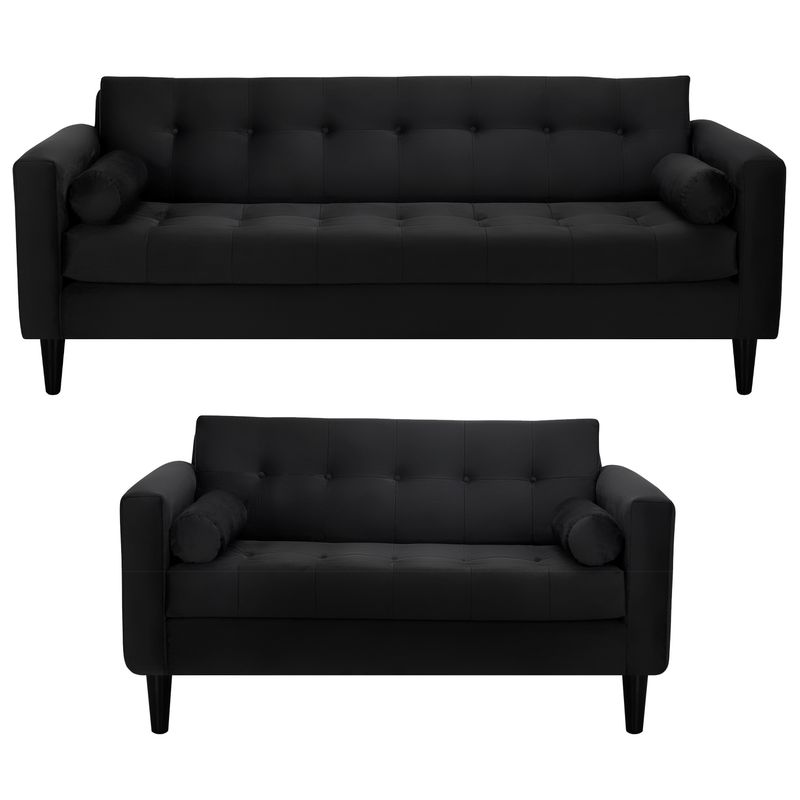 BODEVIR - Sofa Retro 3CG+2C Felpa 00 Negro