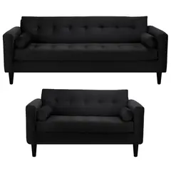 BODEVIR - Sofa Retro 3CG+2C Felpa 00 Negro