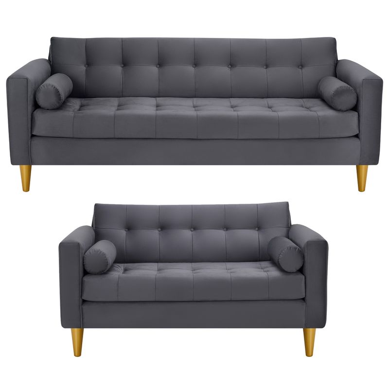 BODEVIR - Sofa Retro 3CG+2C Felpa 01 Gris