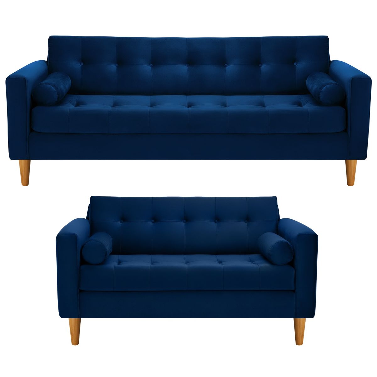 BODEVIR - Sofa Retro 3CG+2C Felpa 04 Azul Marino