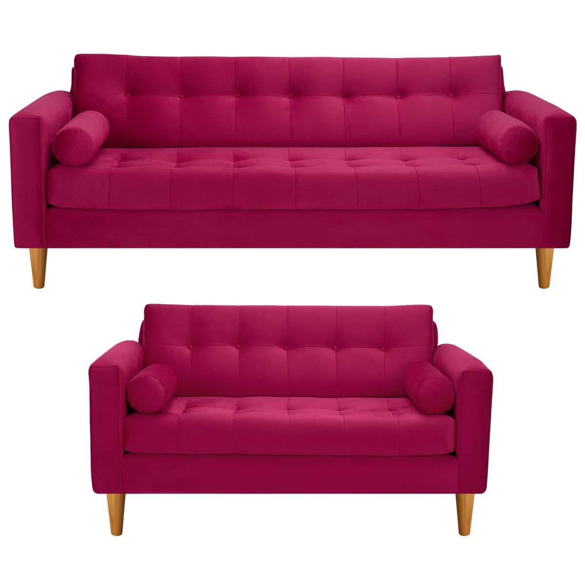 BODEVIR - Sofa Retro 3CG+2C Felpa 04 Burdeo