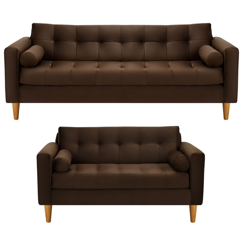 BODEVIR - Sofa Retro 3CG+2C Felpa 04 Chocolate
