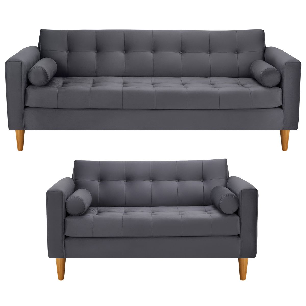 BODEVIR - Sofa Retro 3CG+2C Felpa 04 Gris