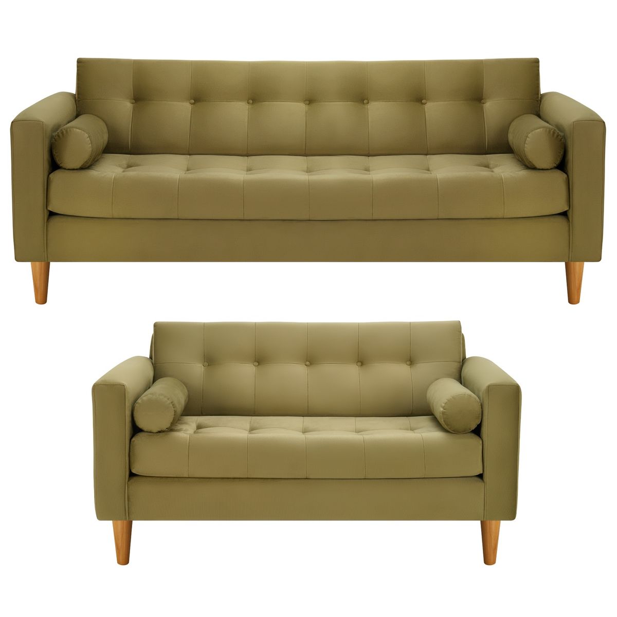 BODEVIR - Sofa Retro 3CG+2C Felpa 04 Verde Musgo