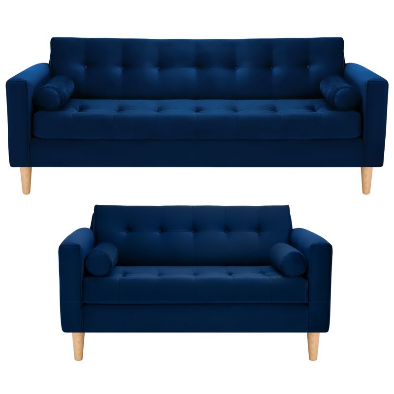 BODEVIR - Sofa Retro 3CG+2C Felpa 05 Azul Marino