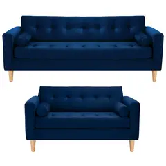 BODEVIR - Sofa Retro 3CG+2C Felpa 05 Azul Marino