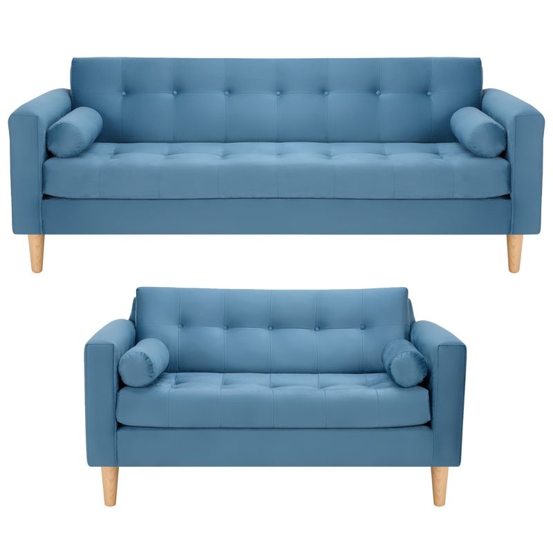 BODEVIR - Sofa Retro 3CG+2C Felpa 05 Azul Petroleo