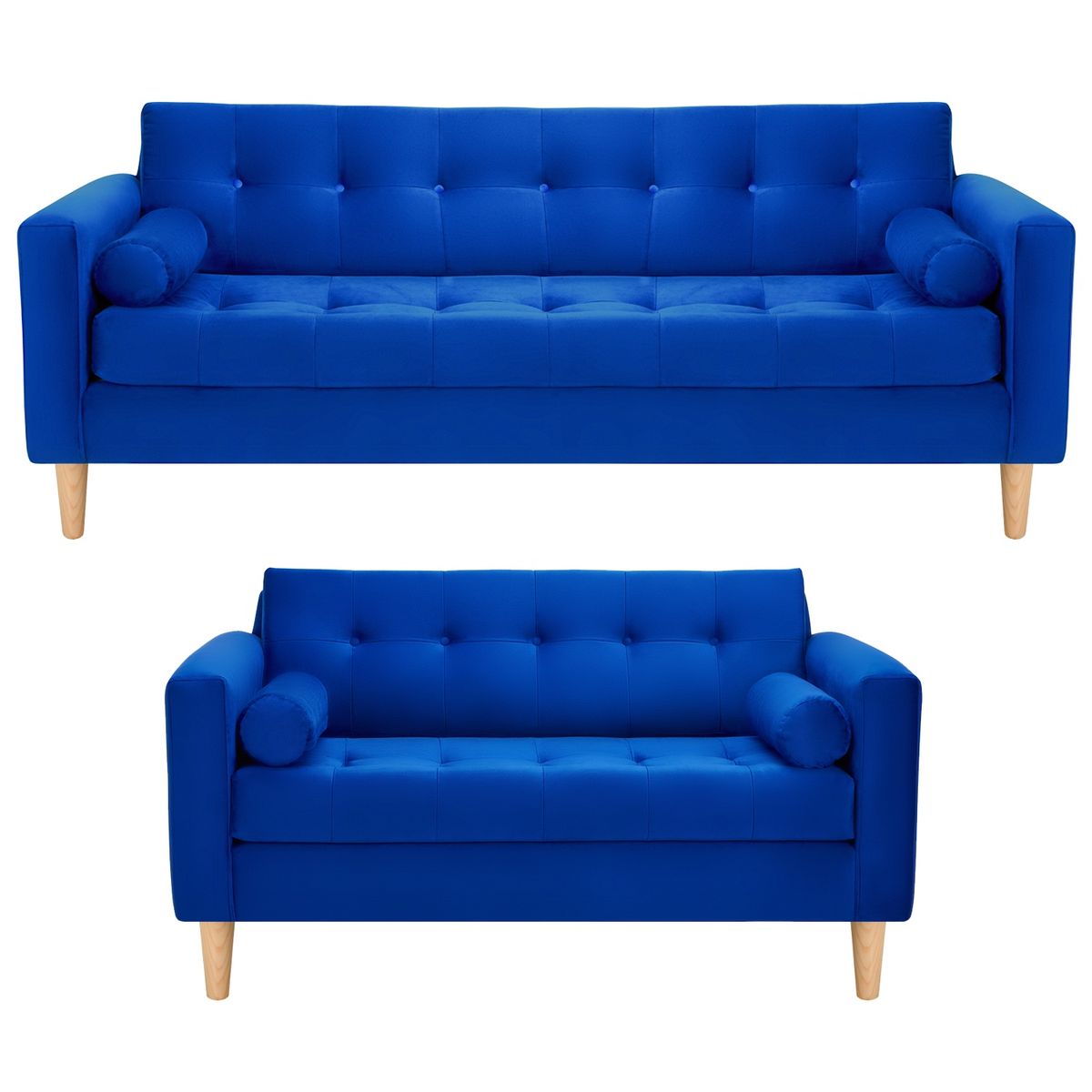 BODEVIR - Sofa Retro 3CG+2C Felpa 05 Azul Rey