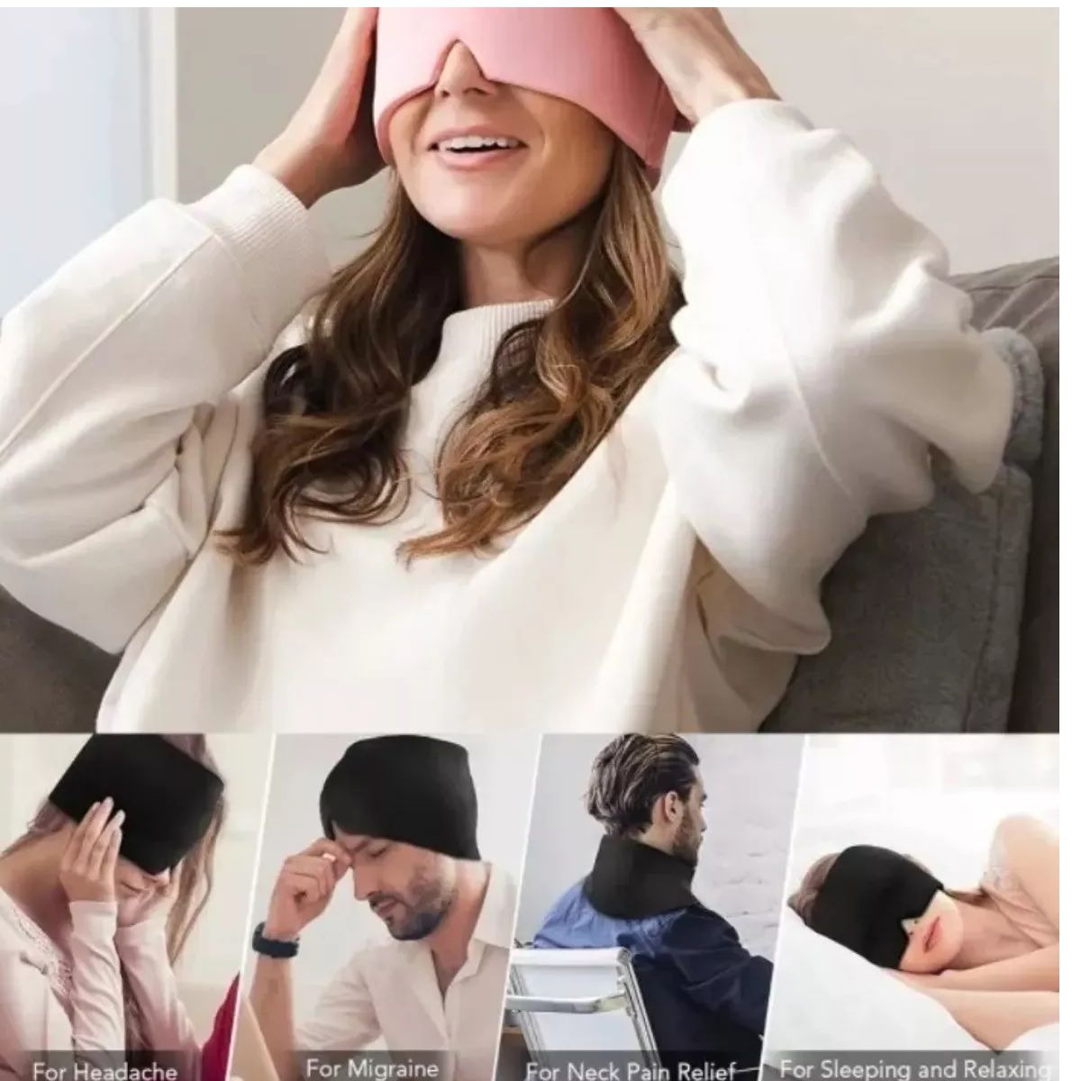 GENERICO - Pack X5 Gorro Gel Alivio De Migraña Frío Calor Color Rosa