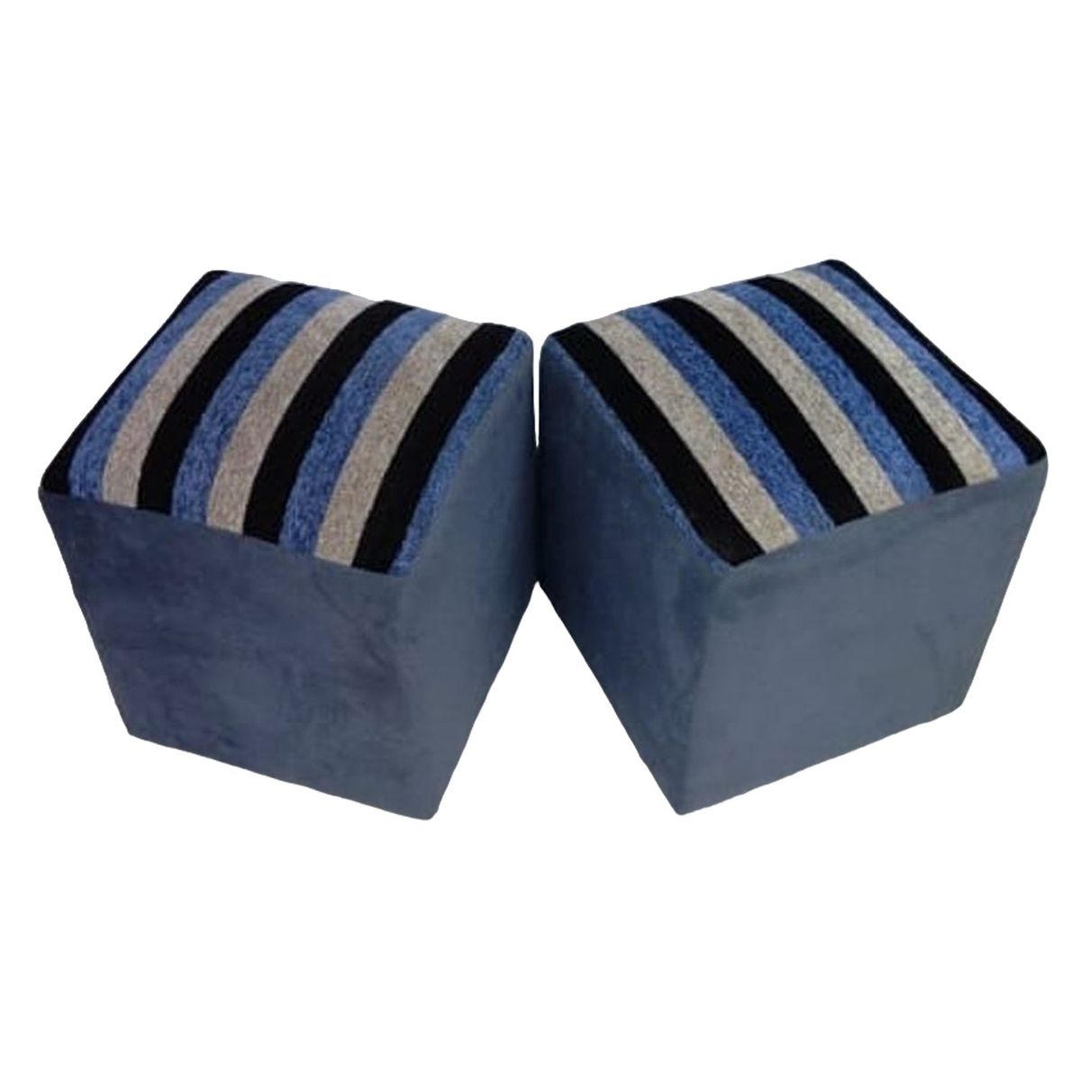 MUEBLERIA LATINA - POUF FELPA COMPOSE AZUL PETROLEO