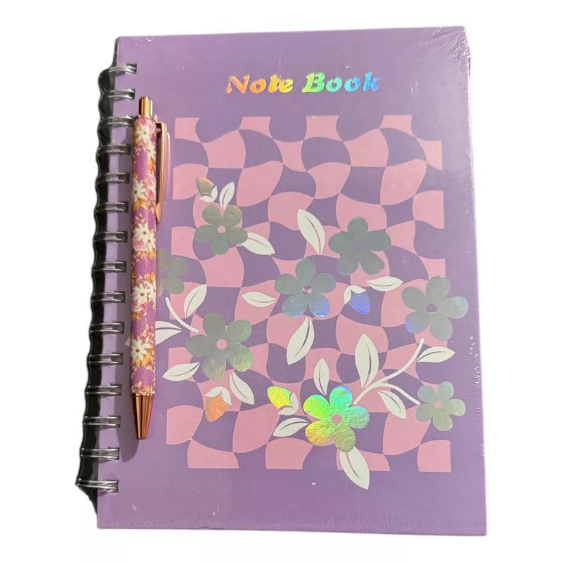 GENERICO - Libreta Más Lápiz Pasta Diseño Flores Pastel