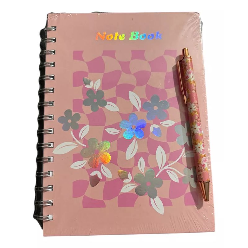 GENERICO - Libreta Más Lápiz Pasta Diseño Flores Pastel