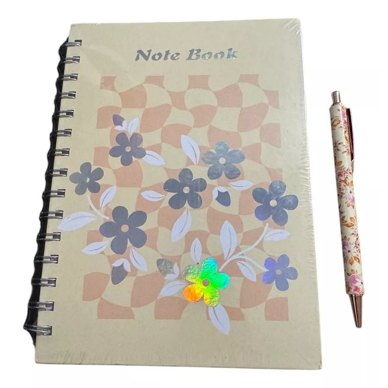 GENERICO - Libreta Más Lápiz Pasta Diseño Flores Pastel