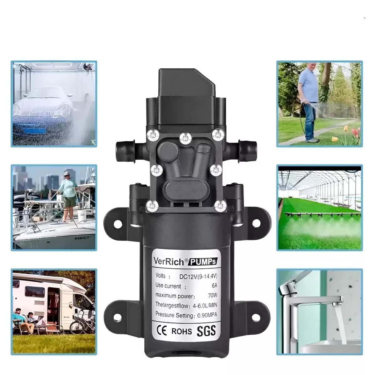 MUNDO MAGIA - Bomba De Agua Diafragma Portátil Inteligente 6 litros por min 12v 70w