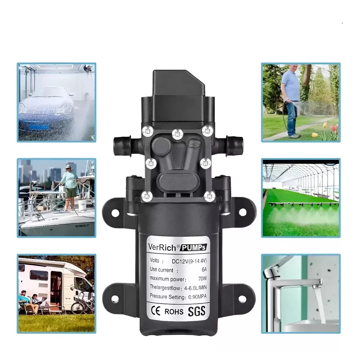 MUNDO MAGIA - Bomba De Agua Diafragma Portátil Inteligente 6 litros por min 12v 70w