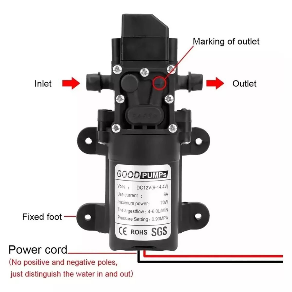 MUNDO MAGIA - Bomba De Agua Diafragma Portátil Inteligente 6 litros por min 12v 70w