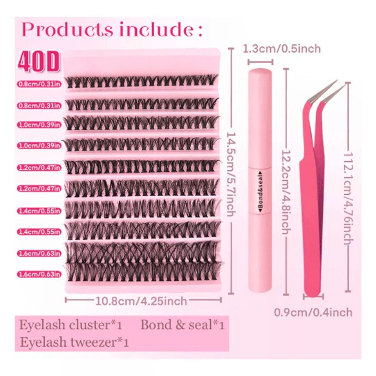 MUNDO MAGIA - Kit Pestañas Racimo 40 C 8-16 Mm Extensiones Cluster Punto