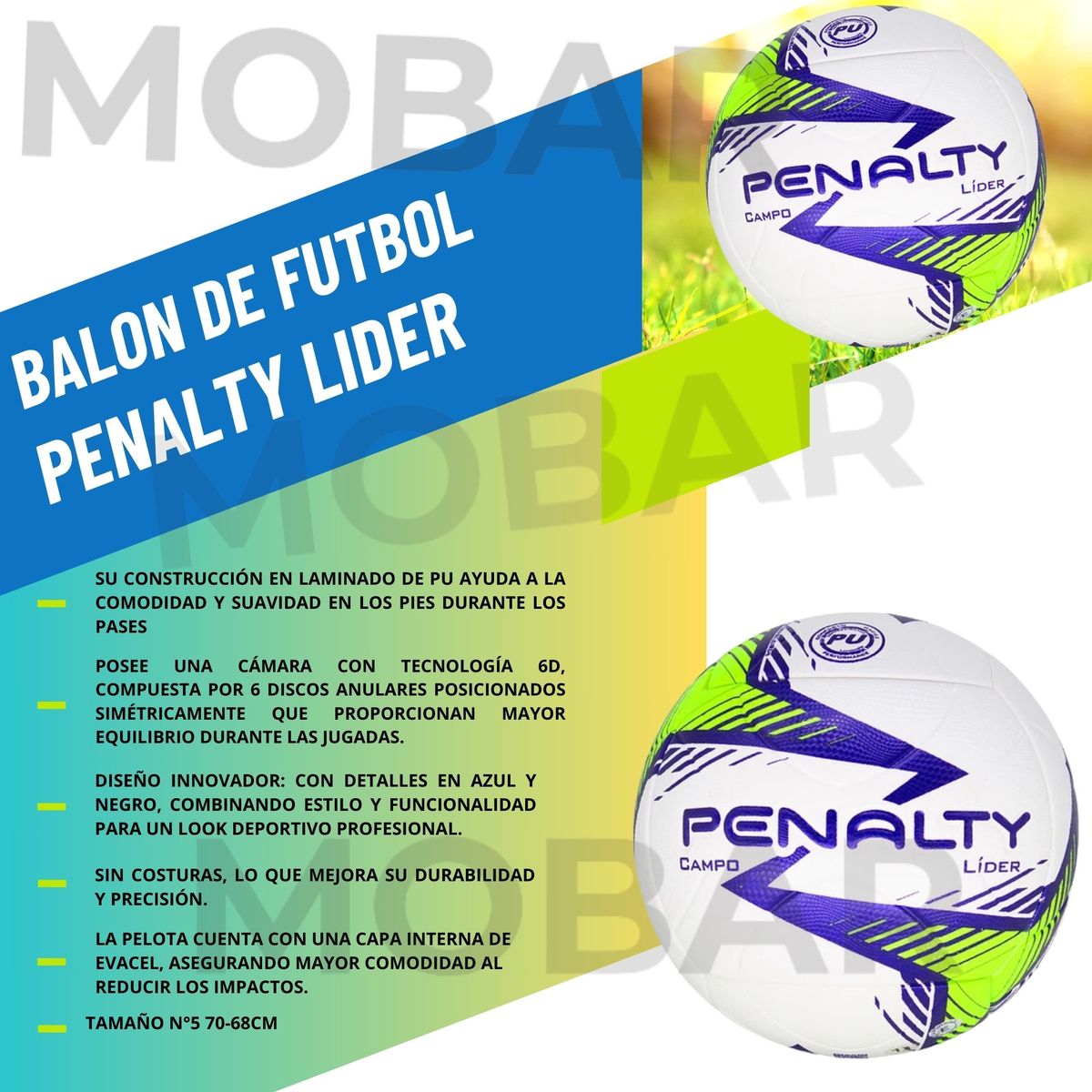 PENALTY - Pelota Balon Futbol Campo N°5 Penalty Lider Termosellado Pro