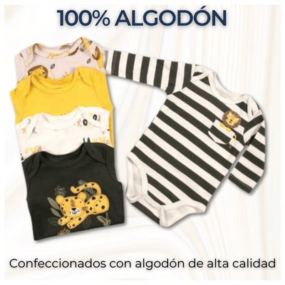 Imagen 2 del producto Pack 5 Bodys Bebé Niño Manga Larga 100% Algodón Safari Adventure