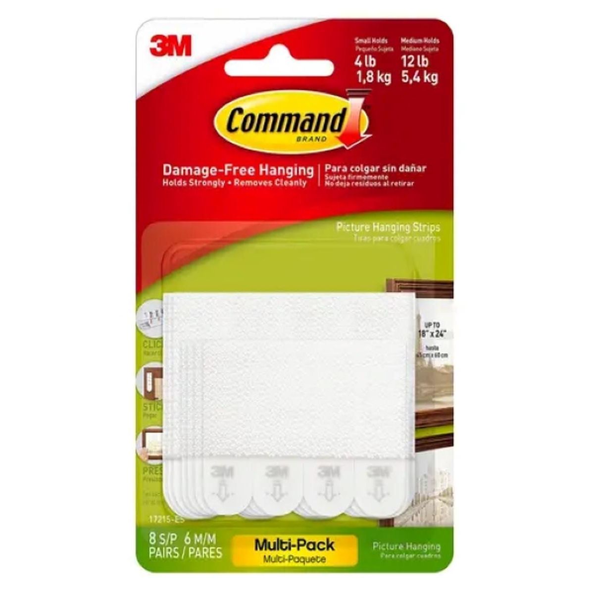 3M - Multipack Tiras Colgar Cuadro 5.4kg y 1.8kg 14unid Command 3M