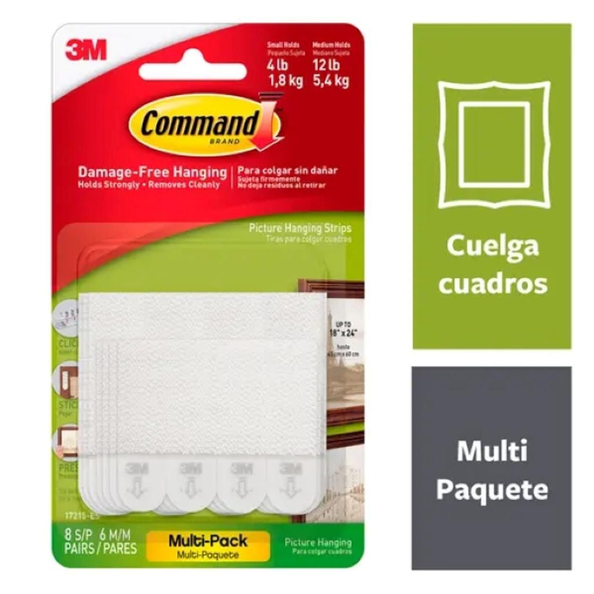 3M - Multipack Tiras Colgar Cuadro 5.4kg y 1.8kg 14unid Command 3M