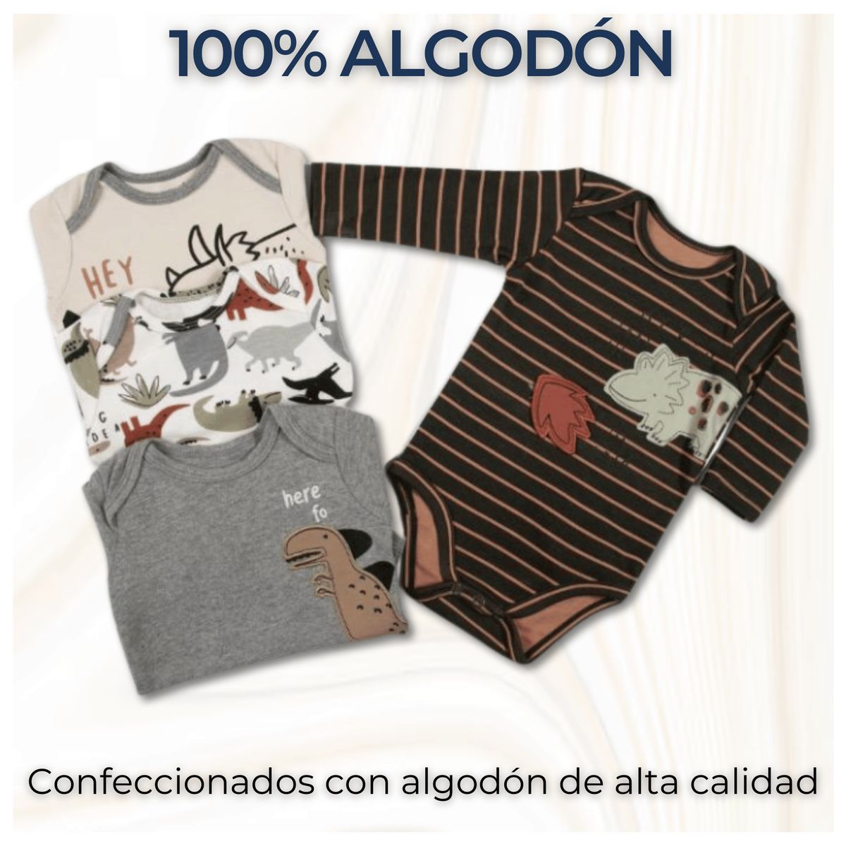 TEDMIMAK - Pack 4 Bodys Bebé Niño Manga Larga Tedmimak 100% Algodón
